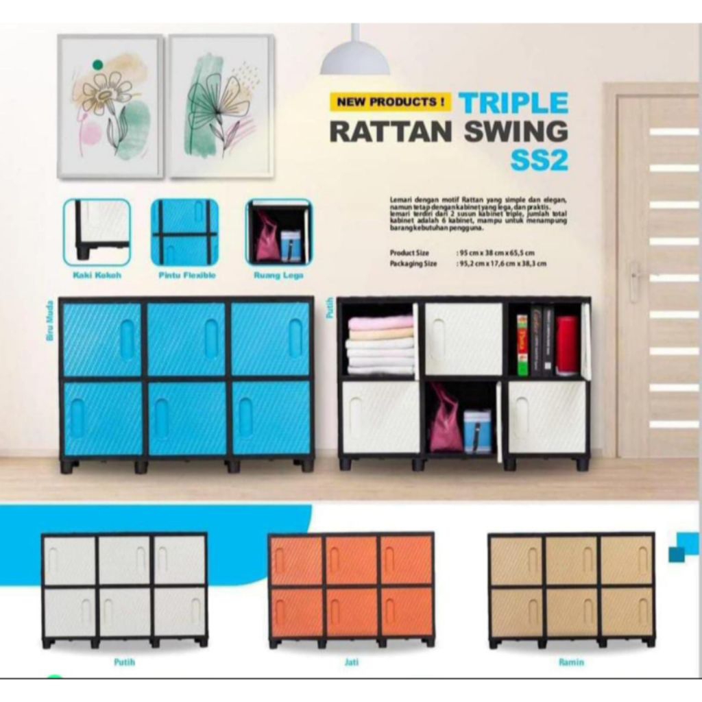 lemari plastik 2 susun/marble/tabitha/rak tv