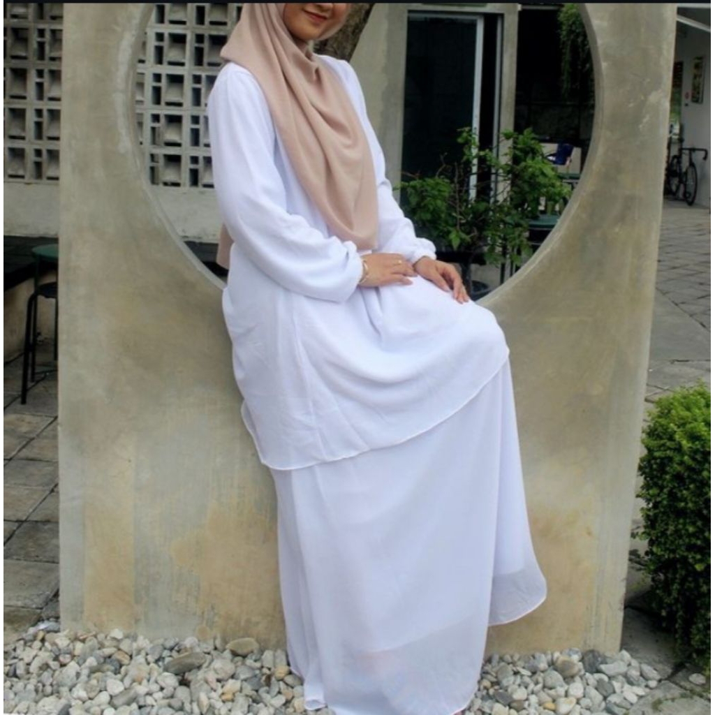 gamis Malaysia putih polos