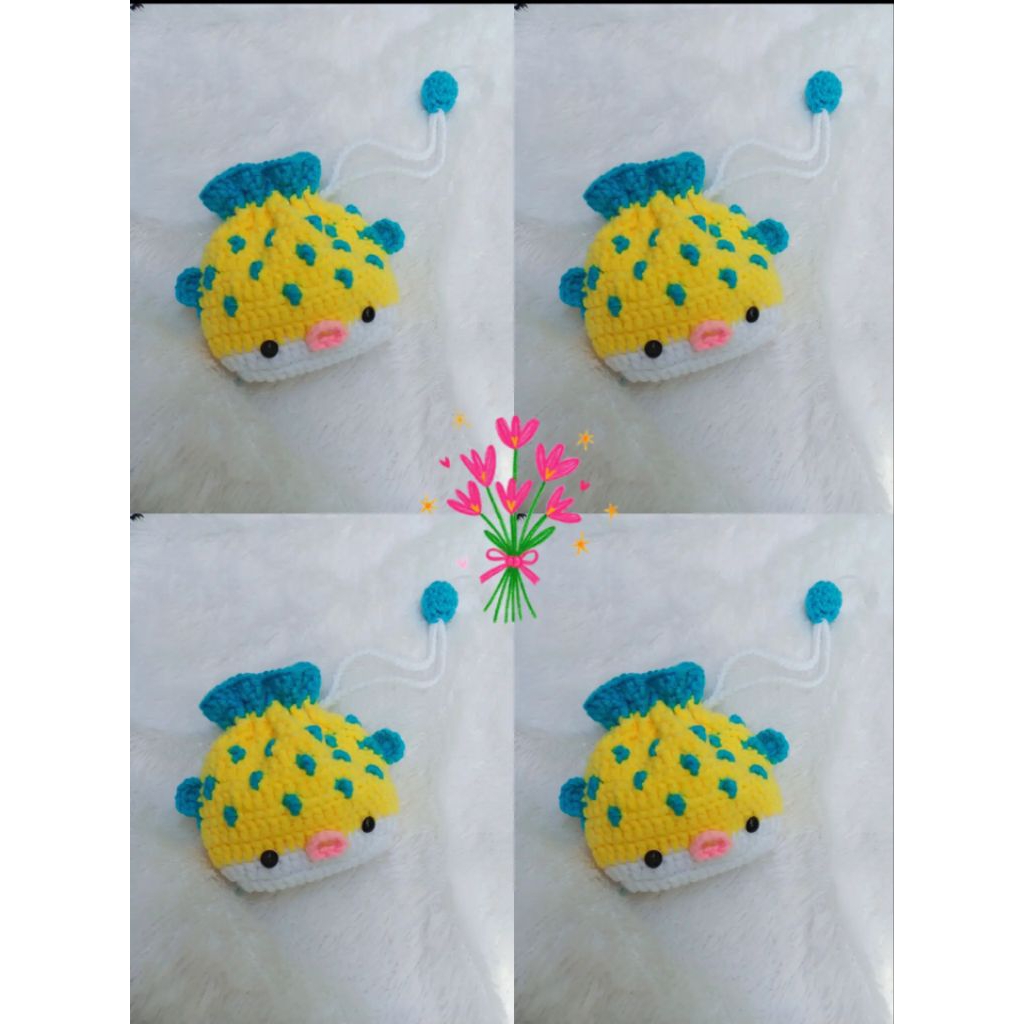 Pouch Rajut Mini Ikan / pouch rajut / pouch rajut karakter