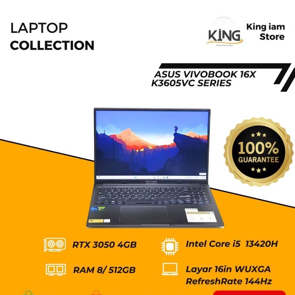 ASUS Vivobook 16X K3605VC | i5 Gen 13 RTX 3050 | Second Mulus Rasa Baru | Garansi Resmi 2027