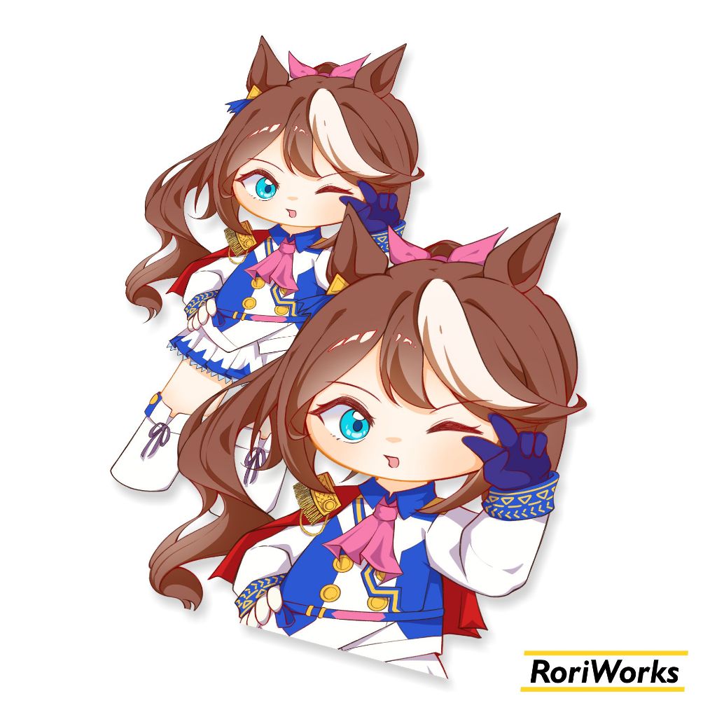 Stiker Kiss cut - Tokai Teio (Chibi) | Umamusume
