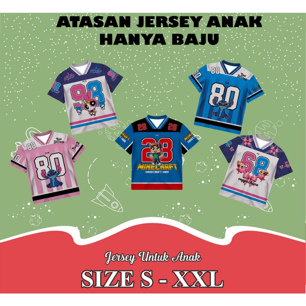 Atasan Kaos Jersey Anak 2-10 Thn Jersey Oversized  Dryfit Jersey Rugby Baseball Retro Streetwear Num