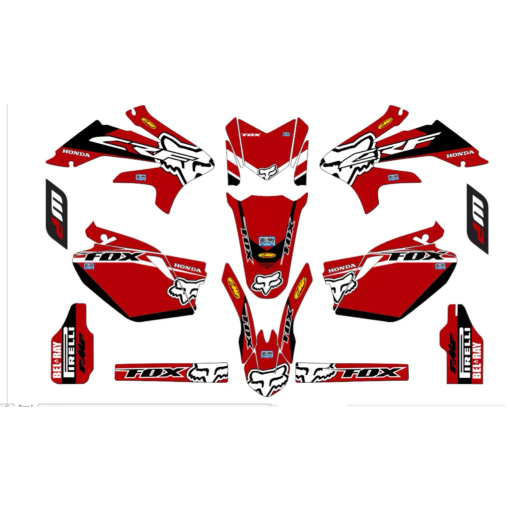 Decal stiker motor VIAR 250 full body MOTIF CRF MERAH D-F2-006