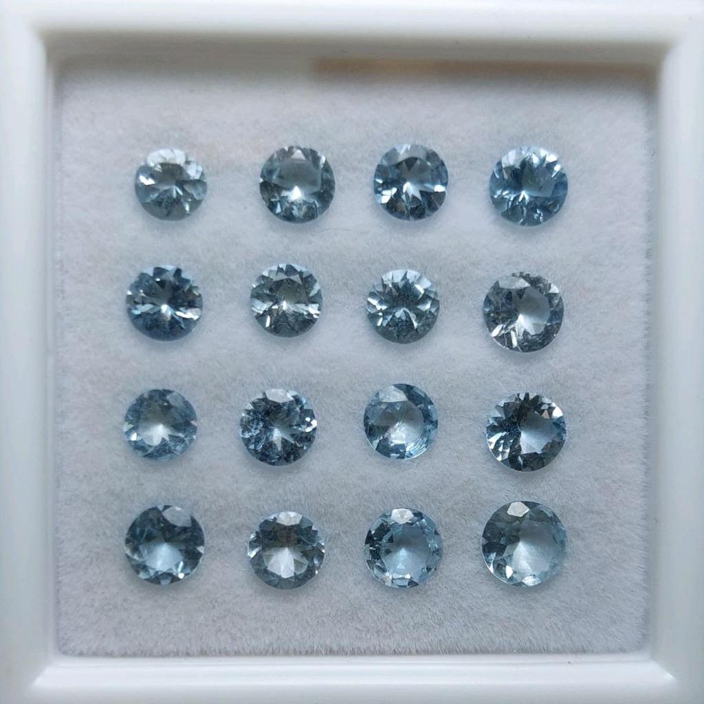 Borongan Natural Aquamarine Beryl Crystal Clean Gems Round Cut Batu Permata Zamrud Biru Asli Garansi