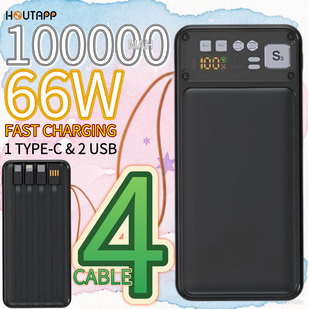HOUTAPP poqwe bank 100000mah powerbank 100000mah power banb original asli power bank fast charging p