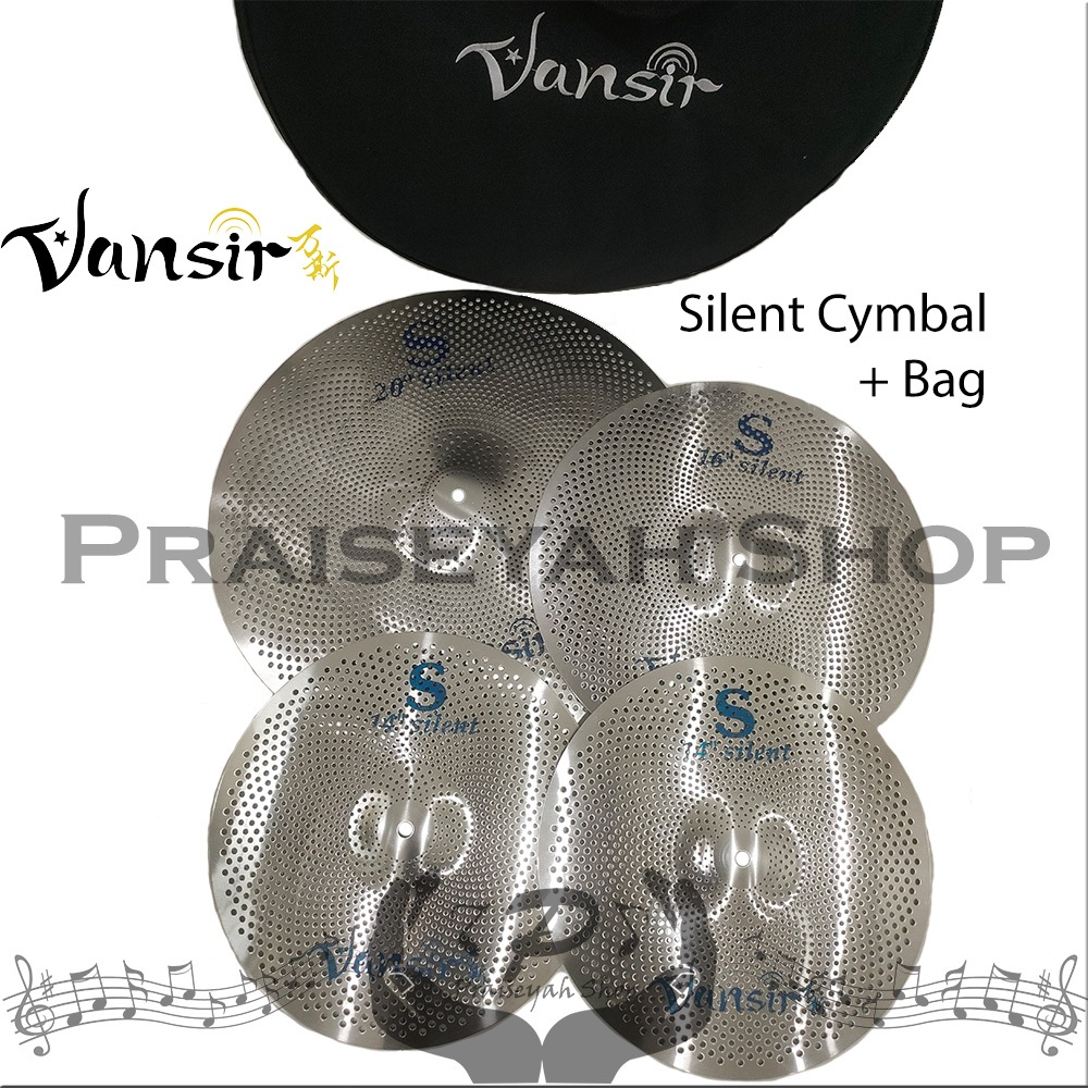 Cymbal Low Volume Latihan Drum Set Crash Hi-Hat Ride Silent Simbal Vansir Include Softcase