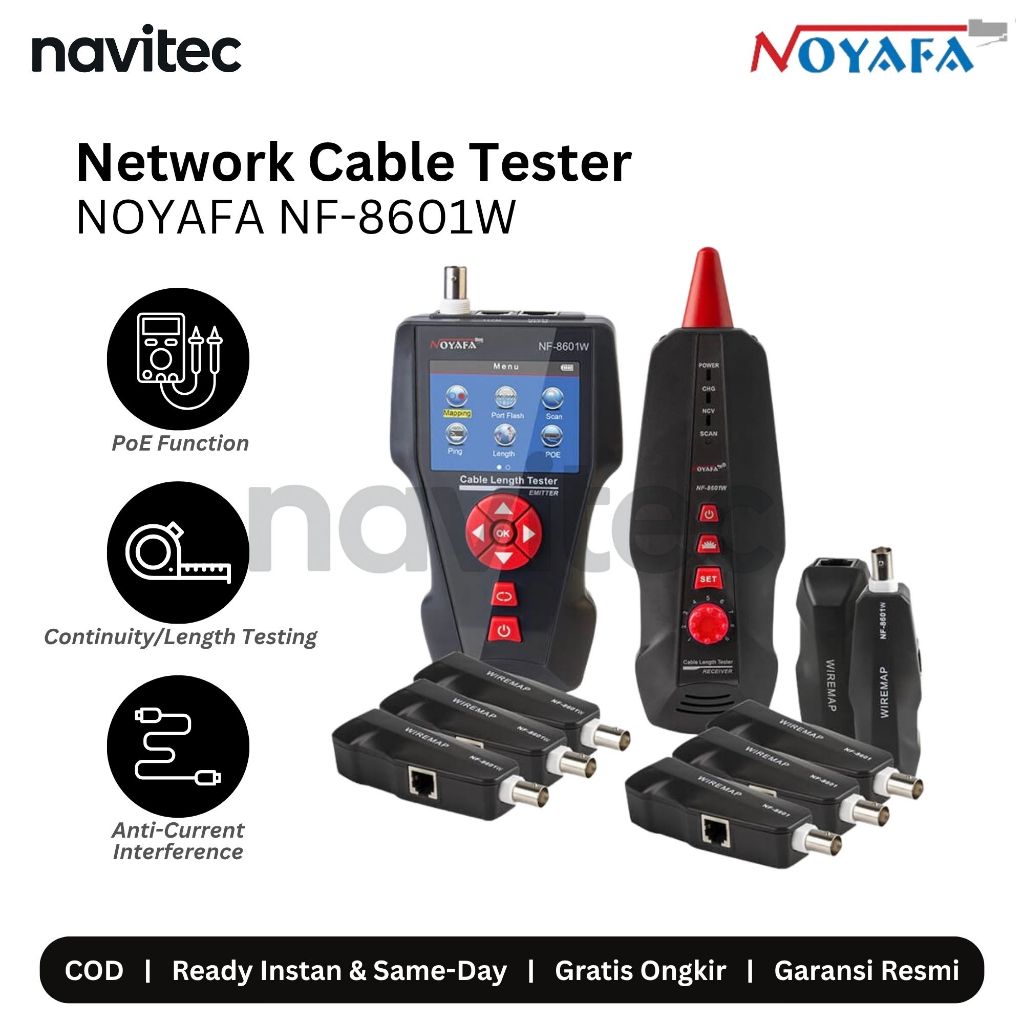 NOYAFA NF-8601 Tester Kabel Digital dengan Layar LCD Besar