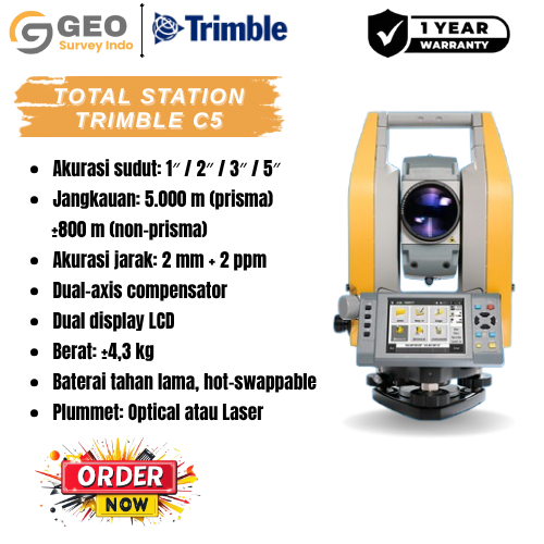 Trimble Total Station C5 – High Precision, Fast Autofocus, and Reliable Performance