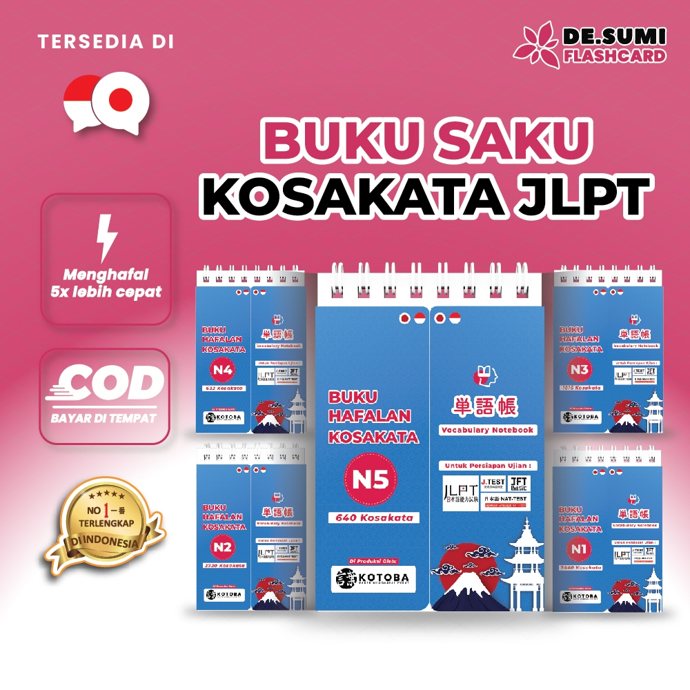 BUKU SAKU N5 N4 N3 N2 N1 KOSAKATA BAHASA JEPANG HAFALAN JLPT UJIAN BAHASA JEPANG SHOKYU CHUKYU