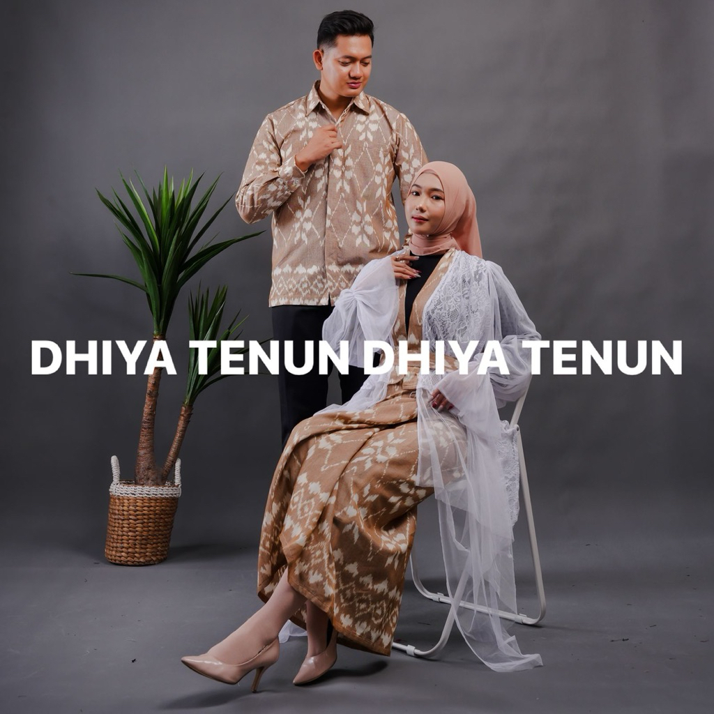READY STOCK - BAJU TENUN COUPLE DAHLIA MOCA - KEBAYA BROKAT - ROK LILIT TENUN - KEMEJA TENUN - BAJU 