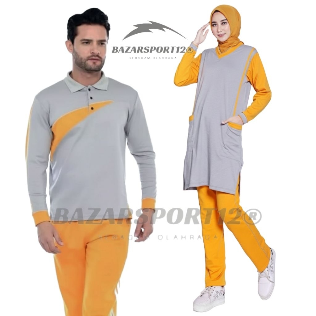setelan couple seragam olahraga senam  gym aerobik sepeda muslimah Guru dan PKK terbaru