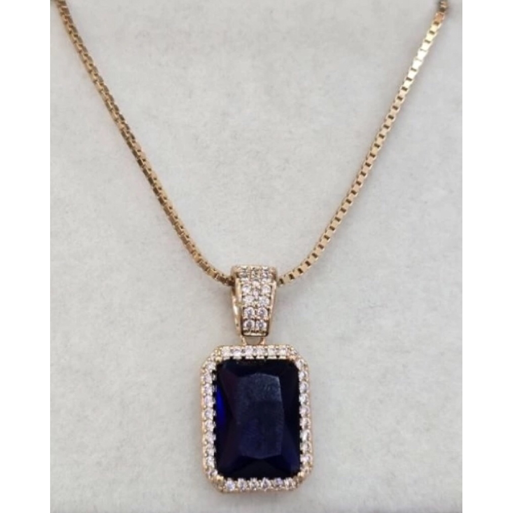 Kalung zircon biru full mata