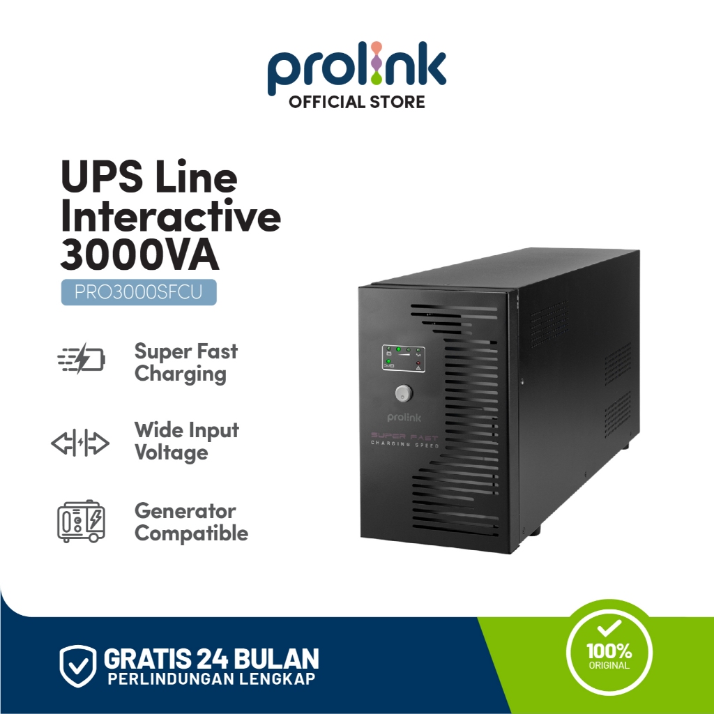Prolink 3000VA /1800 Watt Line Interactive UPS Super Fast Charging l USB Port