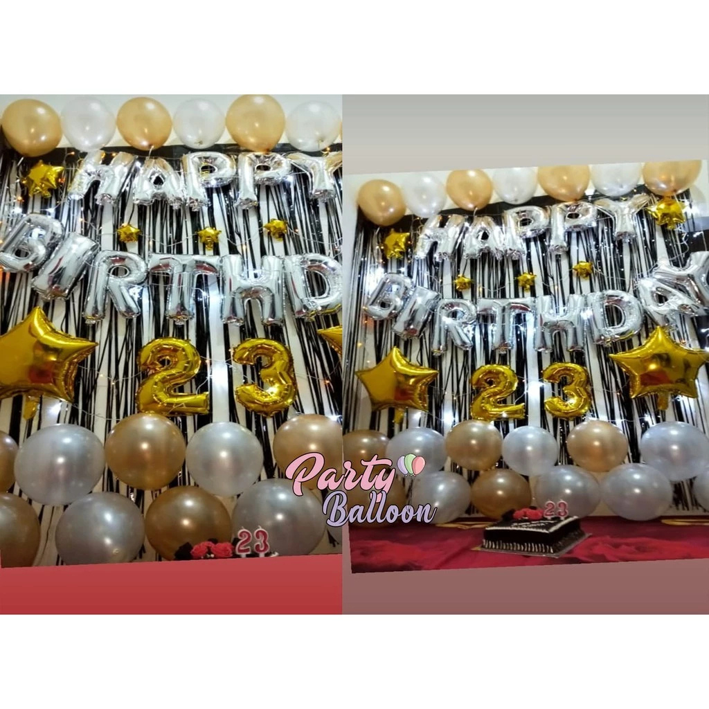 Paket Dekorasi Ulang Tahun Happy Birthday Dewasa Set Lengkap Kamar Mewah Premium Hitam Gold
