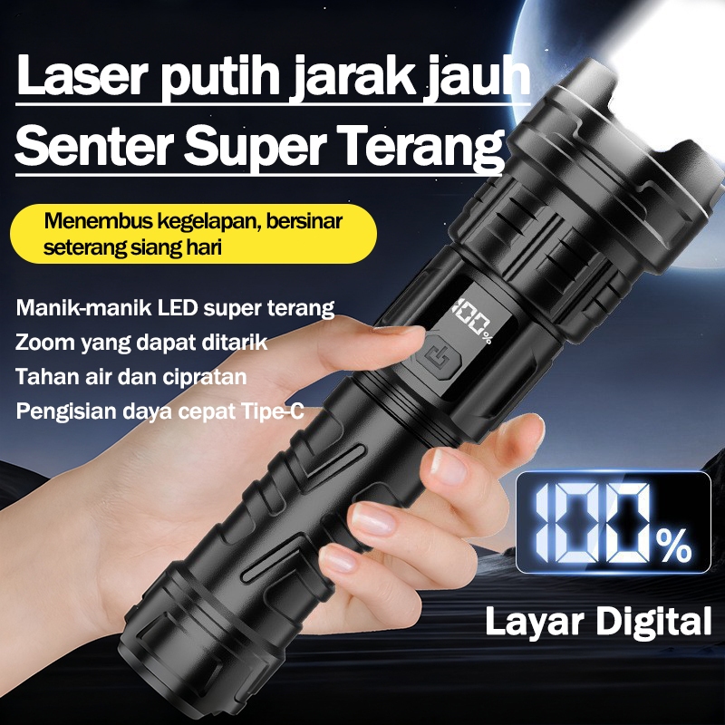 Senter led super terang anti air 1000 lumen senter super terang senter mini super terang senter zoom
