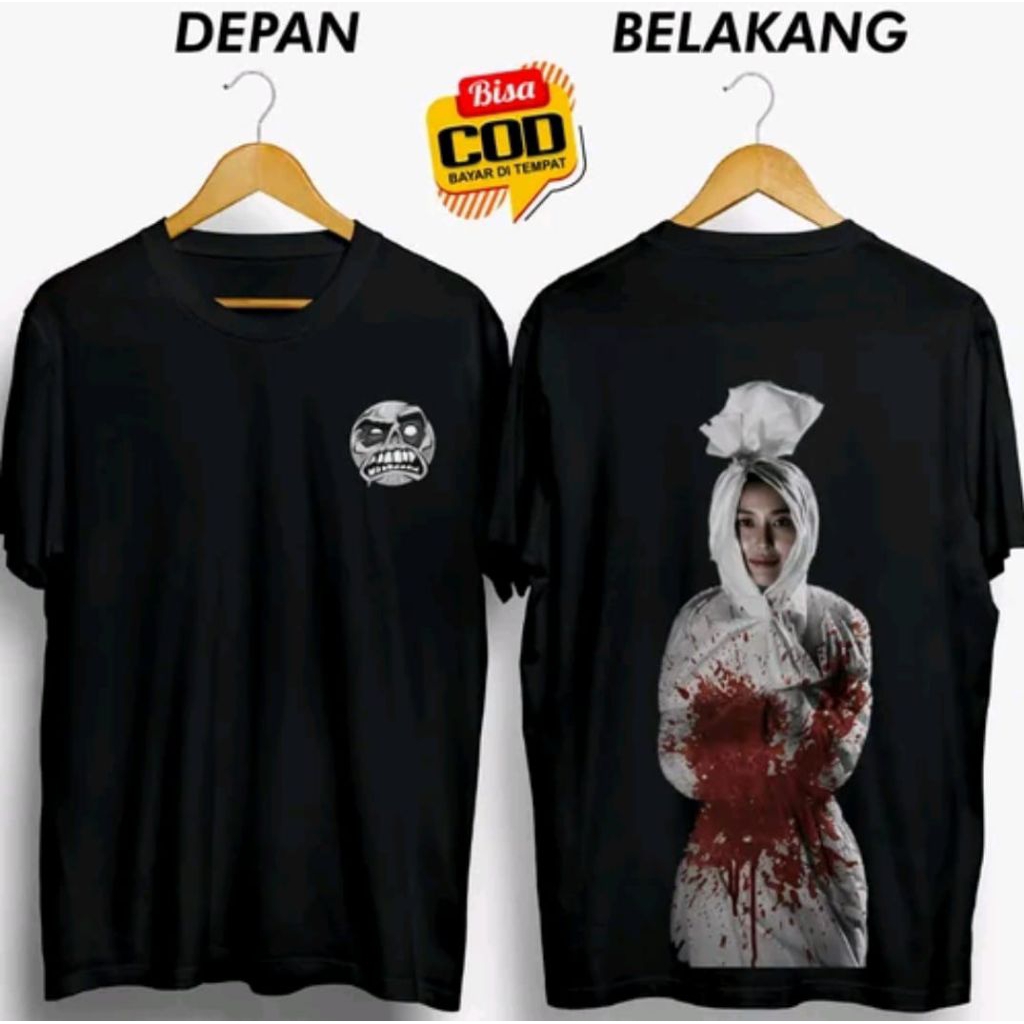Kaos Hitam Gambar Hantu Pocong Desain Terbaru T-shirt Unisex