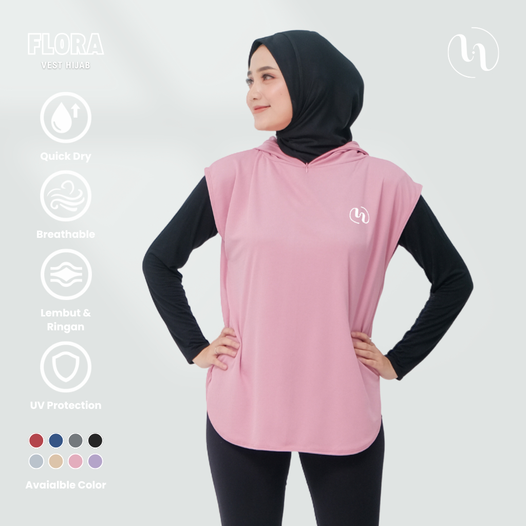 Hivvy - Flora Vest Hijab Baju Kaos Outer Olahraga Wanita Sport DryFit
