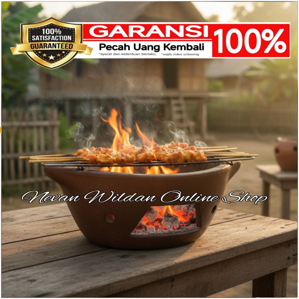 PANGGANGAN SATE TANAH LIAT OVAL | ANGLO SATE TANAH LIAT | ANGLO GERABAH TANAH LIAT | BAKARAN SATE TA