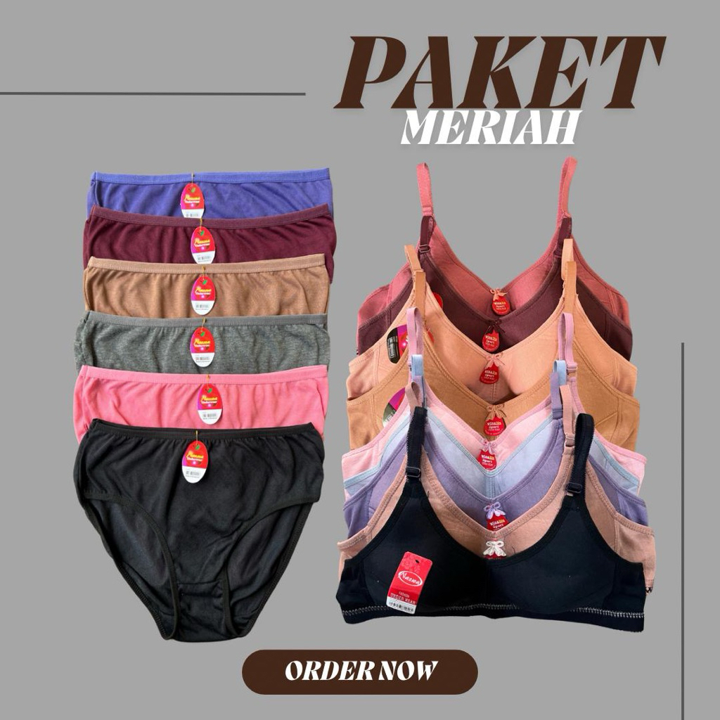 Paket 1 Lusin CD Dan 1 Lusin Bra Winalin Celana Dalam Wanita Dan Sport Bra Wanita Katun Lembut Dalam