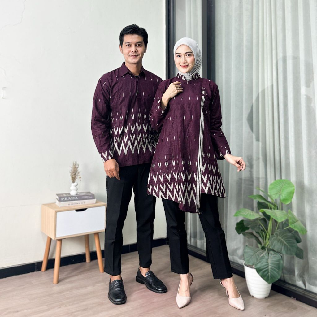 Batik Couple (Batik Dua Putri) - Atasan Tunik Batik Wanita Modern Motif Terbaru Azura Songket Couple