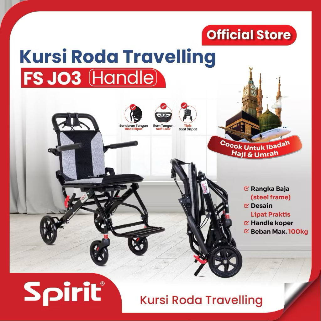 Kursi Roda Travelling Spirit /  Travel Wheelchair / Kursi Roda Travelling Haji Umroh