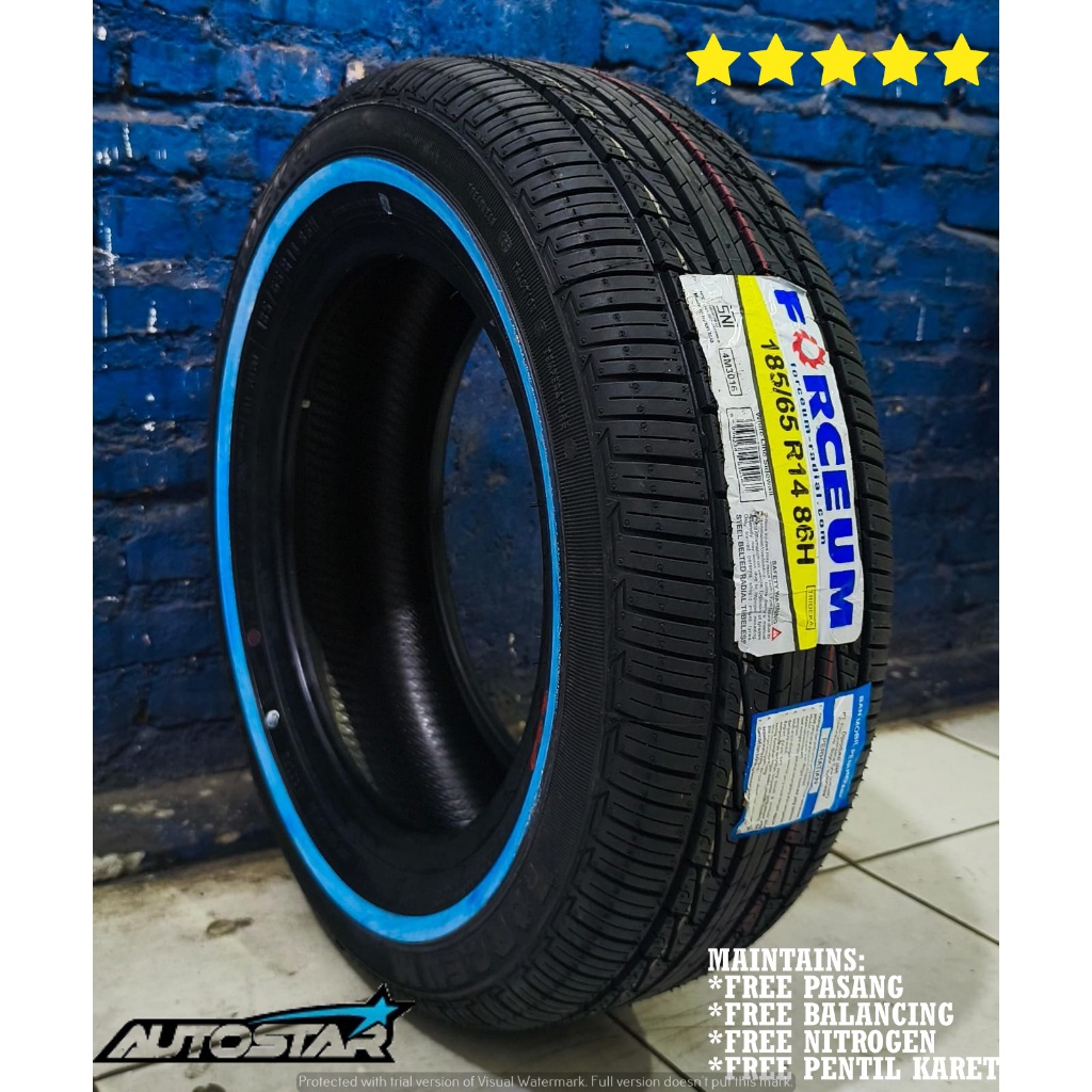 BAN MOBIL TUBLES UKURAN 185 65 R14 FORCEUM WLW TRIDEKA LIST PUTIH AWET BERKUALITAS
