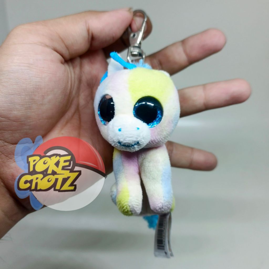 Boneka Ty Beanie Boos Key Clip BLITZ the Unicorn 8cm Plush Stuffed Animal Toy keychain ring
