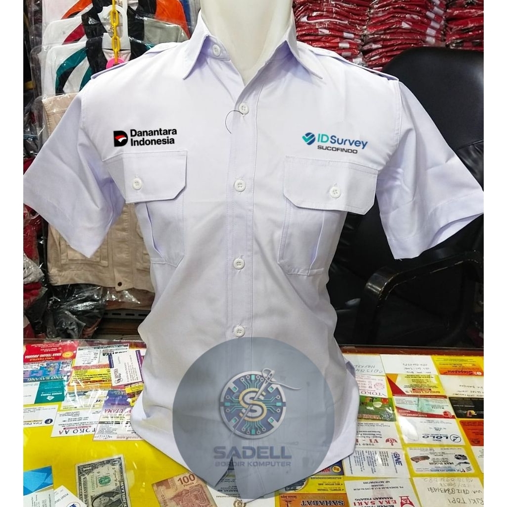 Kemeja ID SURVEY SUCOFINDO Seragam Danantara ID Survey Sucofindo Putih PDH Lengan Pendek Pria Terbar