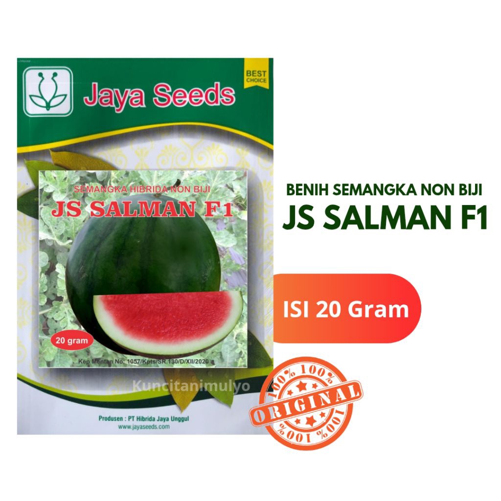 JS SALMAN F1 Semangka Non Biji Bulat Kulit Gelap Dari Jaya Seeds (20 Gram)