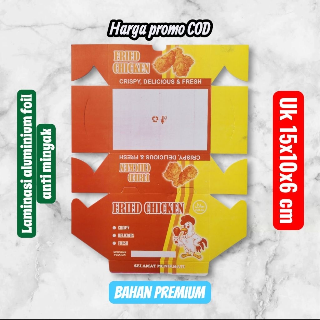 KARDUS BOX FRIED CHICKEN/KEMASAN FRIED CHICKEN/KERTAS BUNGKUS FRIED CHICKEN