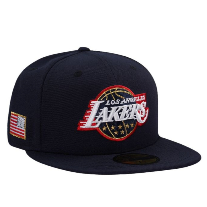 PO NE Los Angeles Lakers US Flag Navy Prime Edition 59Fifty Fitted Hat - Bisa Request Produk di Luar