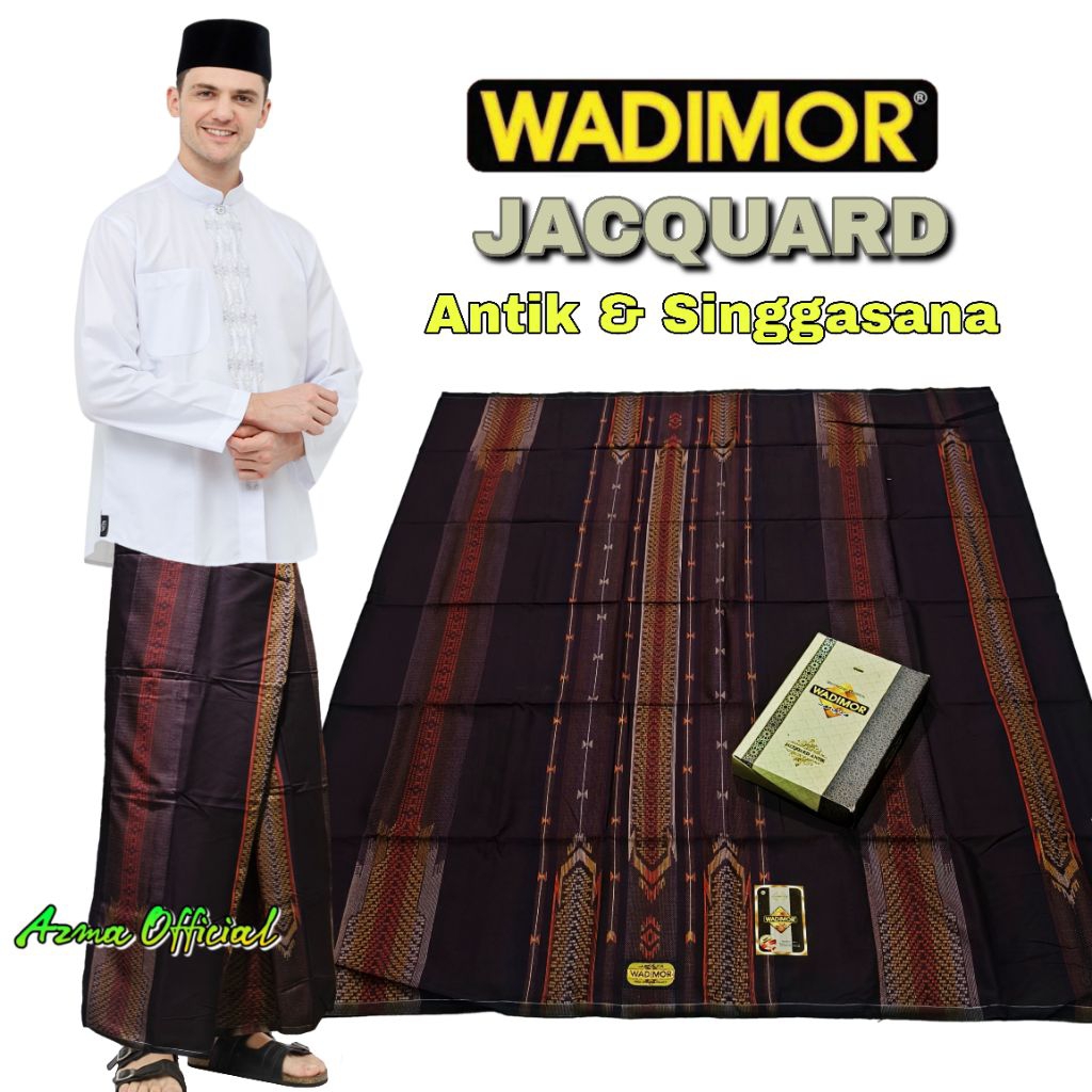Sarung Wadimor Jacquard Full Songket Antik & Singgasana Motif Hitam Putih Warna