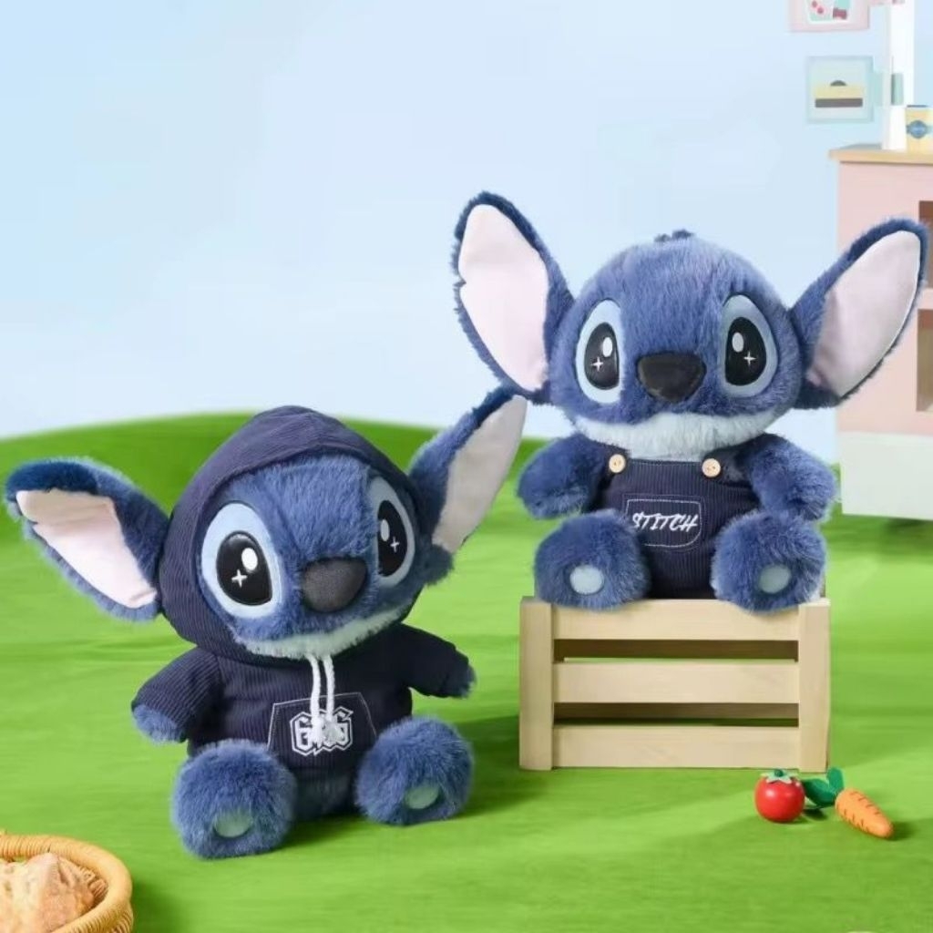 TOKO_KC Boneka Stitch Hoodie Jumpsuit Jeans Denim Keren Mainan Stitch Mewah Kado Valentine Kado Nata