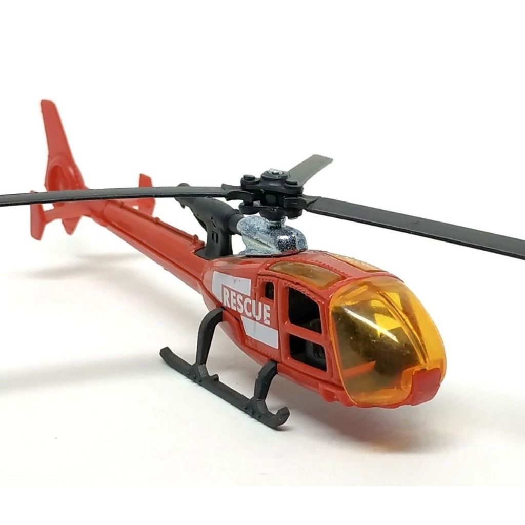 MAJORETTE LONG Helicopter Gazelle Rescue Red Diecast Miniatur Pesawat Helikopter Mainan