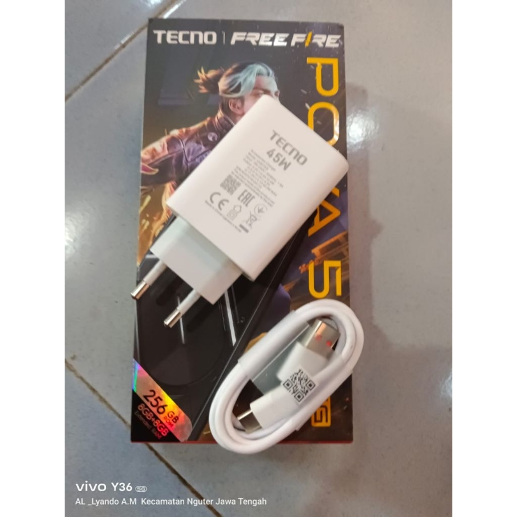 Carger Second Original Tecno pova 5 45watt