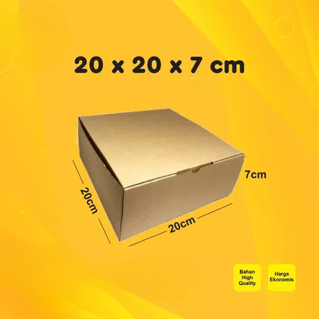Box Die Cut Ukuran 20x20x7 cm Dus Kotak E Flute Kue Box Snack Kardus Single Wall Packaging Hamper So