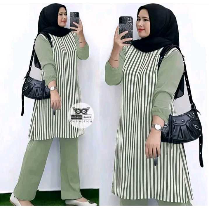 ONE SET VIONA LONG TUNIK SALUR PREMIUM JUMBO MODEL KEKINIAN