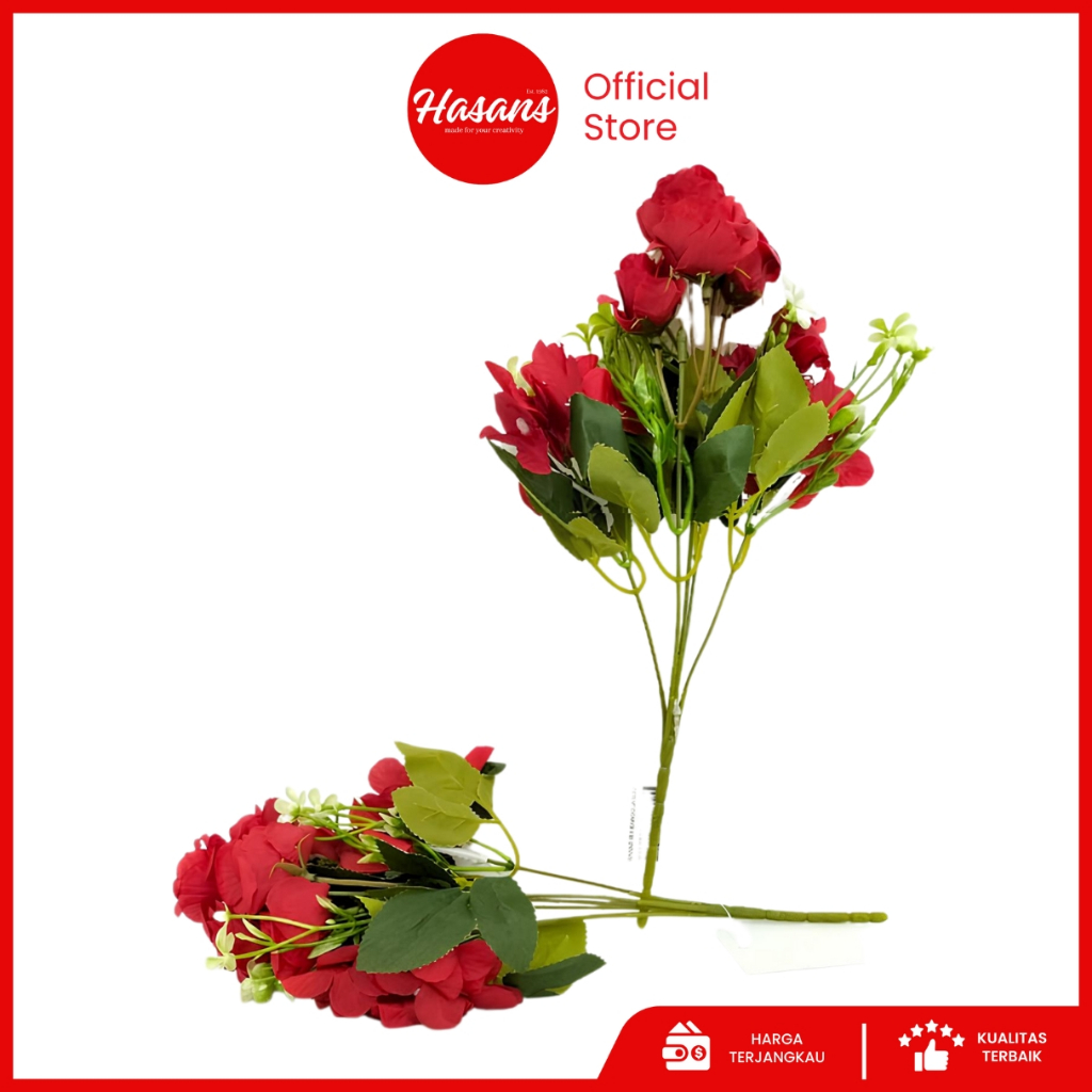 Bunga Mawar Latex Premium / Bunga Mawar Artificial / Bunga Mawar Palsu Plastik / Bunga Mawar Mix Kam