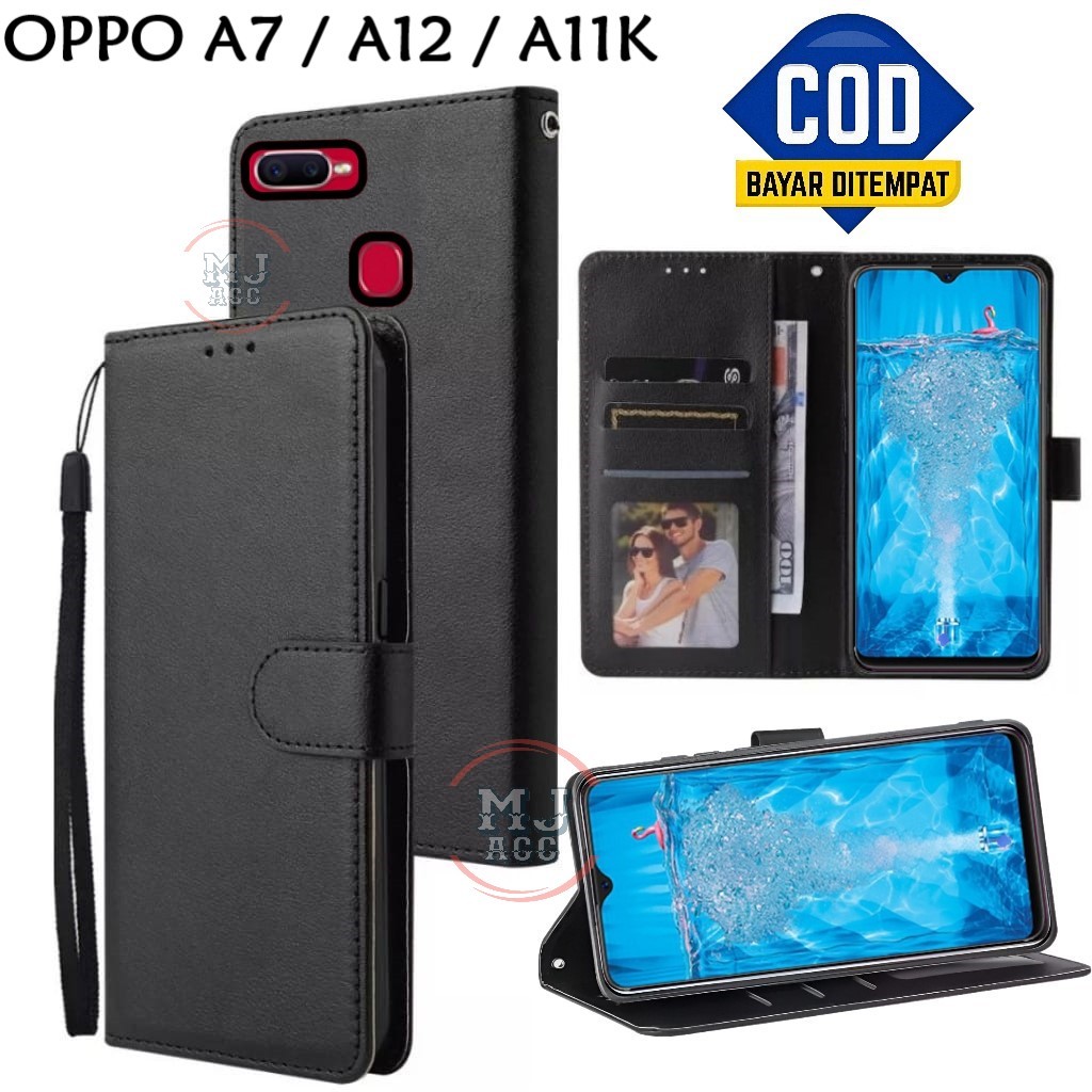 FlipCase Oppo A7 / OPPO A12 / OPPO A11K Leather Case Wallet Premium Casing Hp OPPO A7 / A12 / A11K C