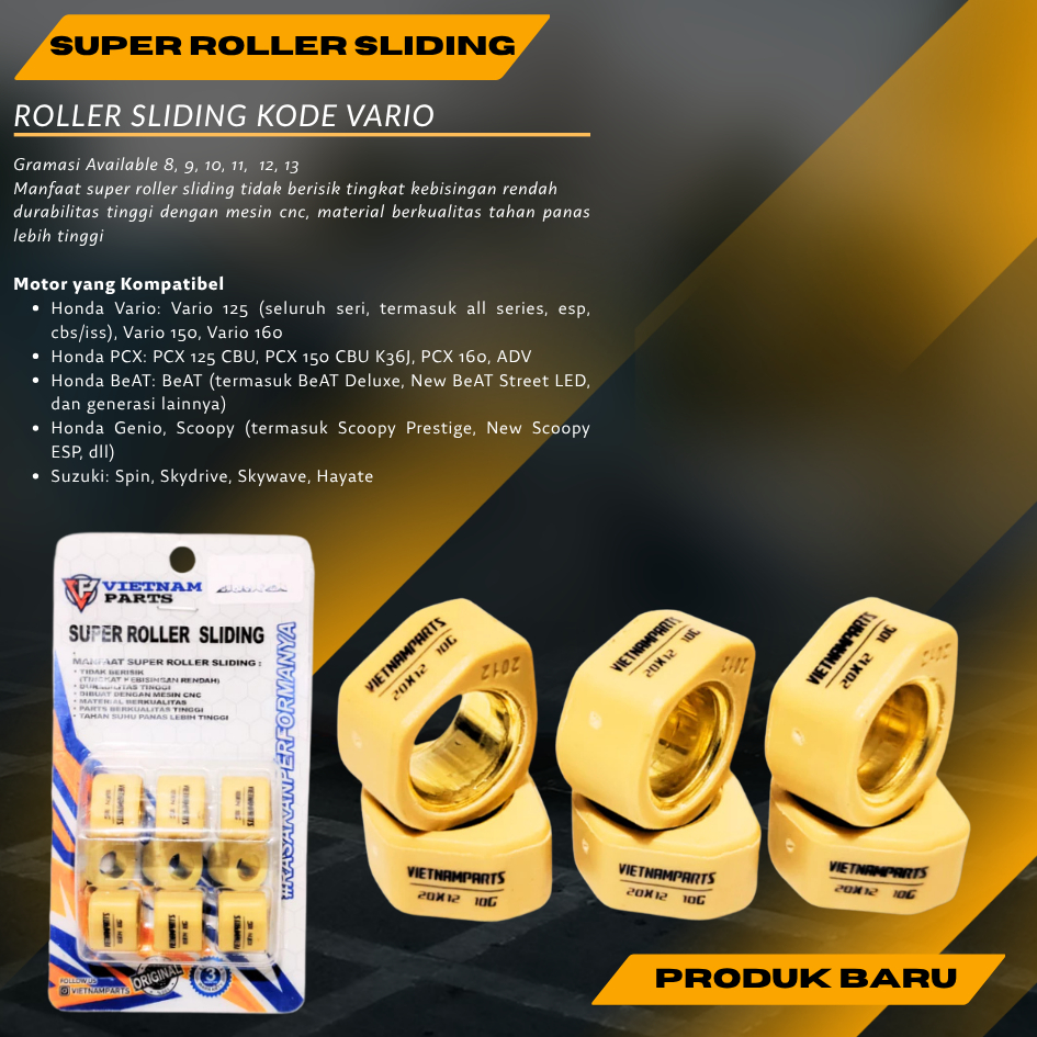 VIETNAM SLIDING ROLLER HONDA ADV 150/160 VESPA 125 SPIN/SKYWAVE/SKYDRIVE TEFLON SLIDEBEADS H2 2015