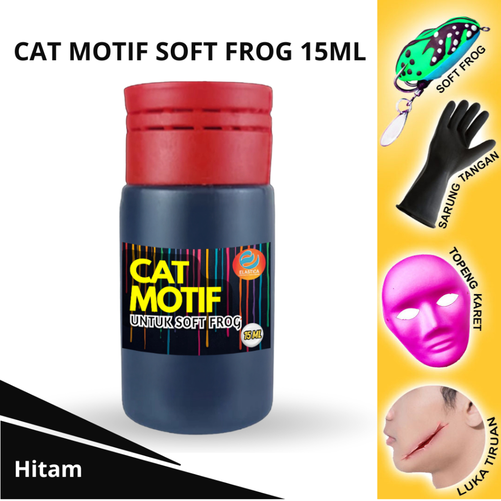 Cat Motif Soft Frog Latex Elastica 15 ml Hitam – Untuk Lukis Soft Frog