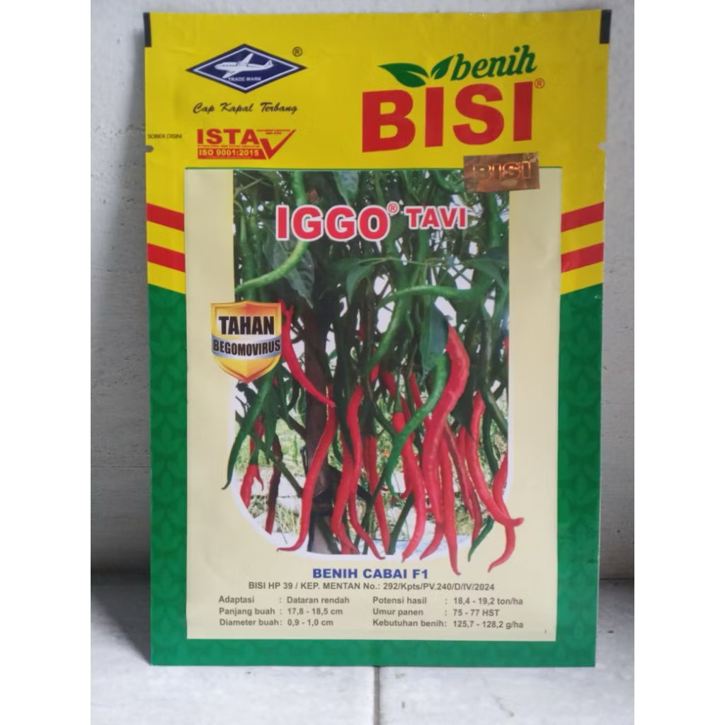 Benih Bibit Cabe Keriting Iggo Tavi F1 10gram Original Cap Kapal Terbang Bisi