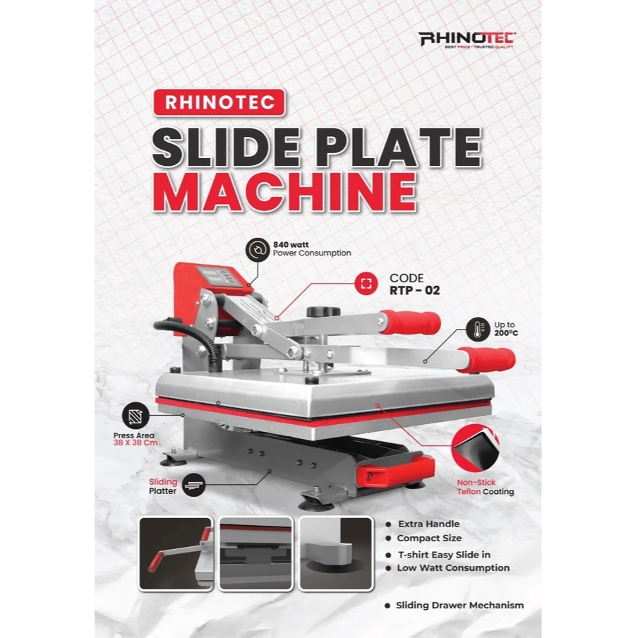 Heat Press Rhinotec RTP-02N / Press Kaos / Rhinotec Mesin Press High Pressure