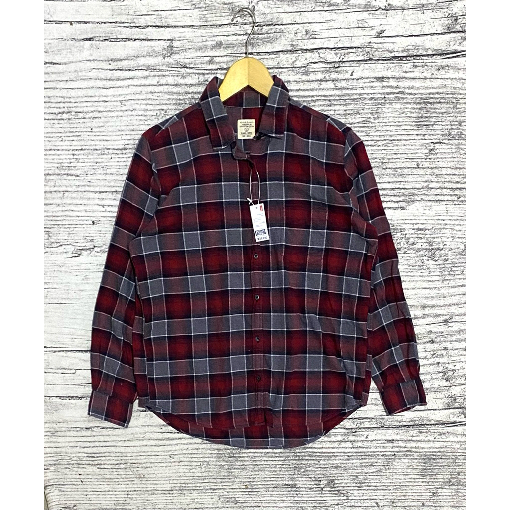 Kemeja blouse blus shirt flanel flannel kotak kotak merah lengan panjang atasan wanita cewek perempu