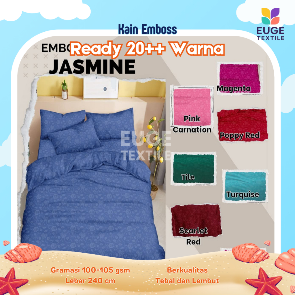 KAIN SPREI EMBOSS KAIN GORDEN EMBOSS JACQUARD KAIN BEDCOVER EMBOSS BUNGA LEBAR 240 CM