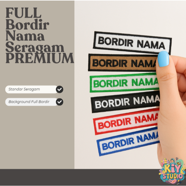PREMIUM Badge Bordir / Patch Bordir / Label Bordir Nama Custom Seragam / Label Nama Full Bordir