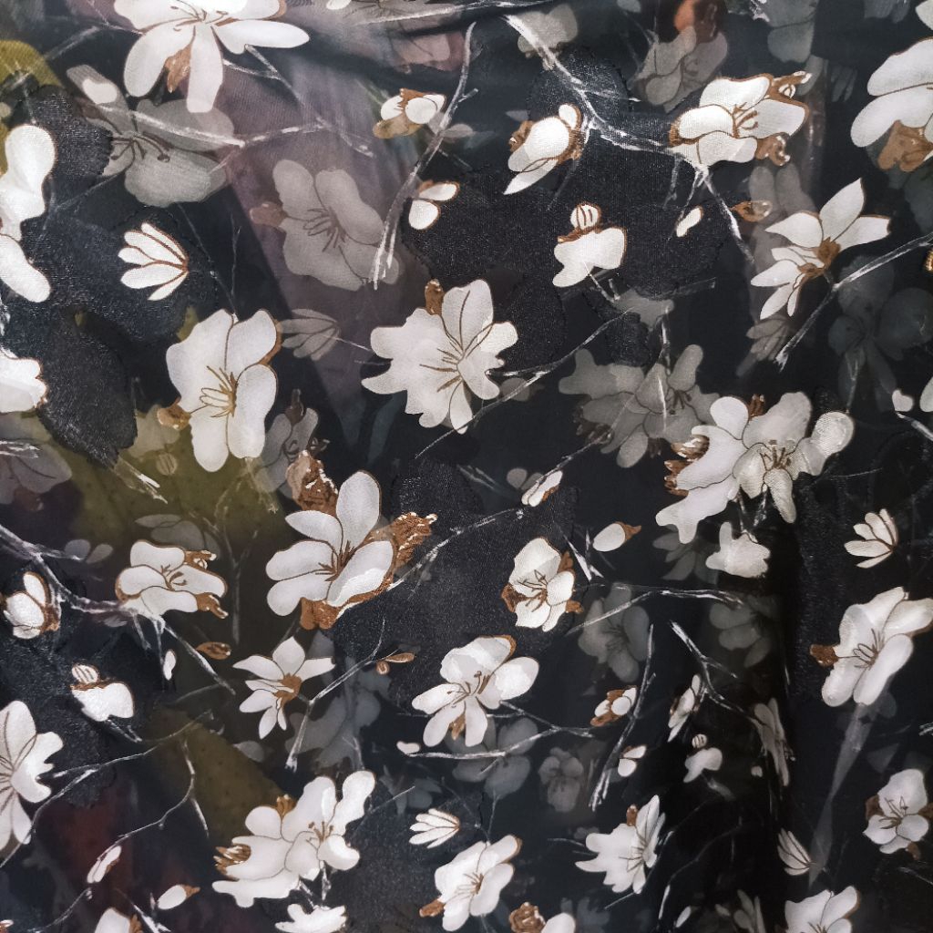 ​Kain Sifon motif Bulu Bulu Timbul Uragiri (Harga Kain Per½ Meter)KYT