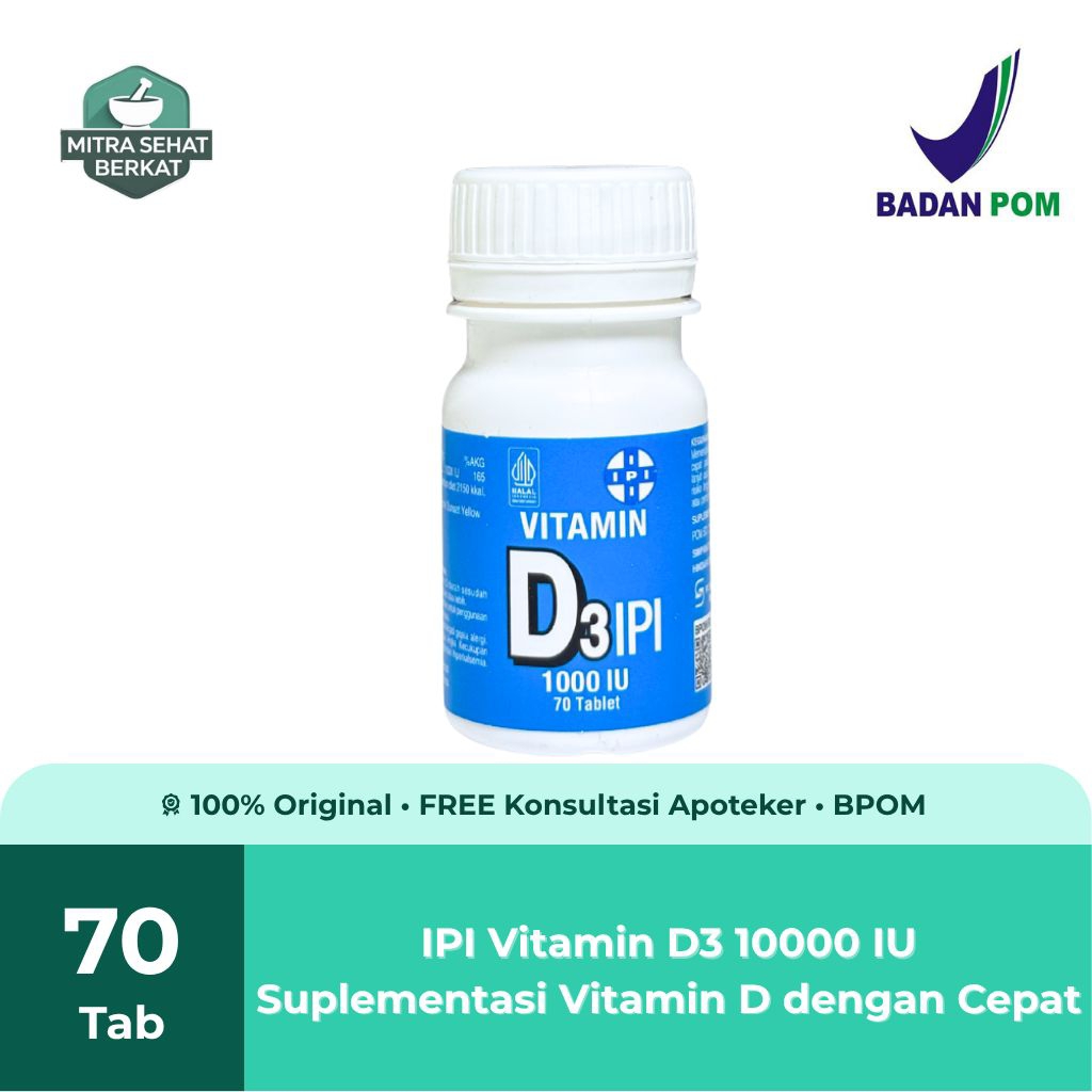 VITAMIN D3 1000 IU IPI 70 TABLET | UNTUK MEMENUHI KEBUTUHAN VITAMIN D3