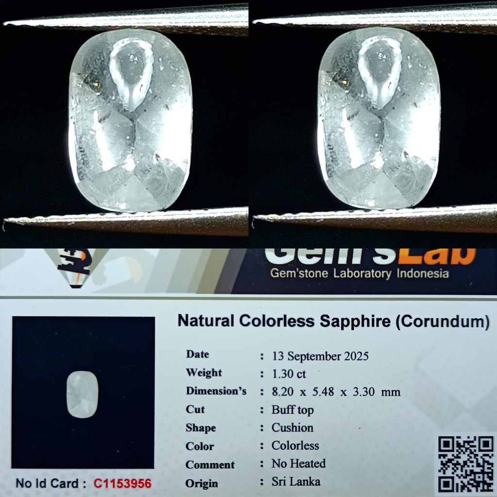 NATURAL COLORLESS SAPPHIRE SRILANKA MEMO GLI