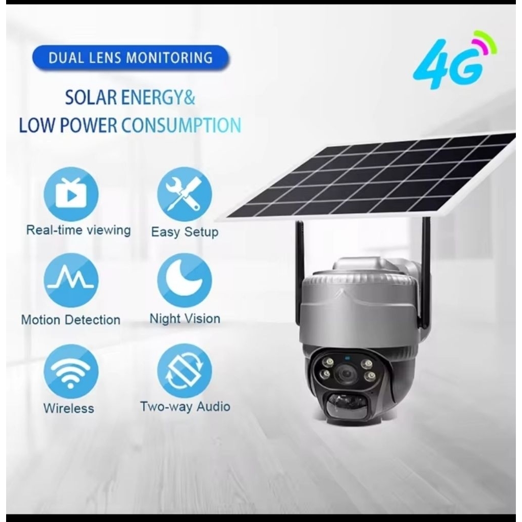 PANTAU JARAK JAUH CCTV IP CAM SIM CARD 4G PANEL SURYA SOLAR OUTDOOR WATERPROOF CCTV 4K BATERAI TAHAN